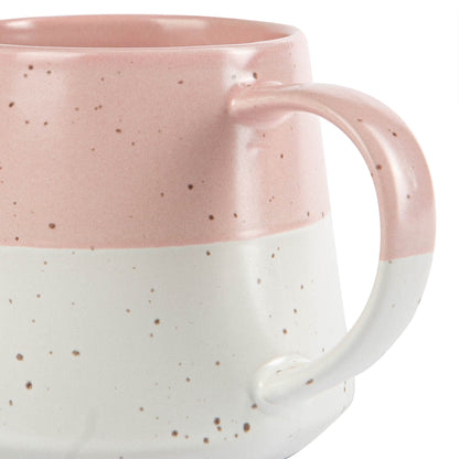 370ml Multicoloured Colour Block Flecked Stoneware Belly Mugs - Pack of Four