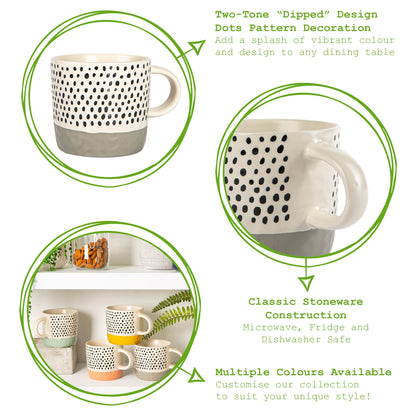 385ml Grey Colour Block Spot Portuguese Stoneware Coffee Mug