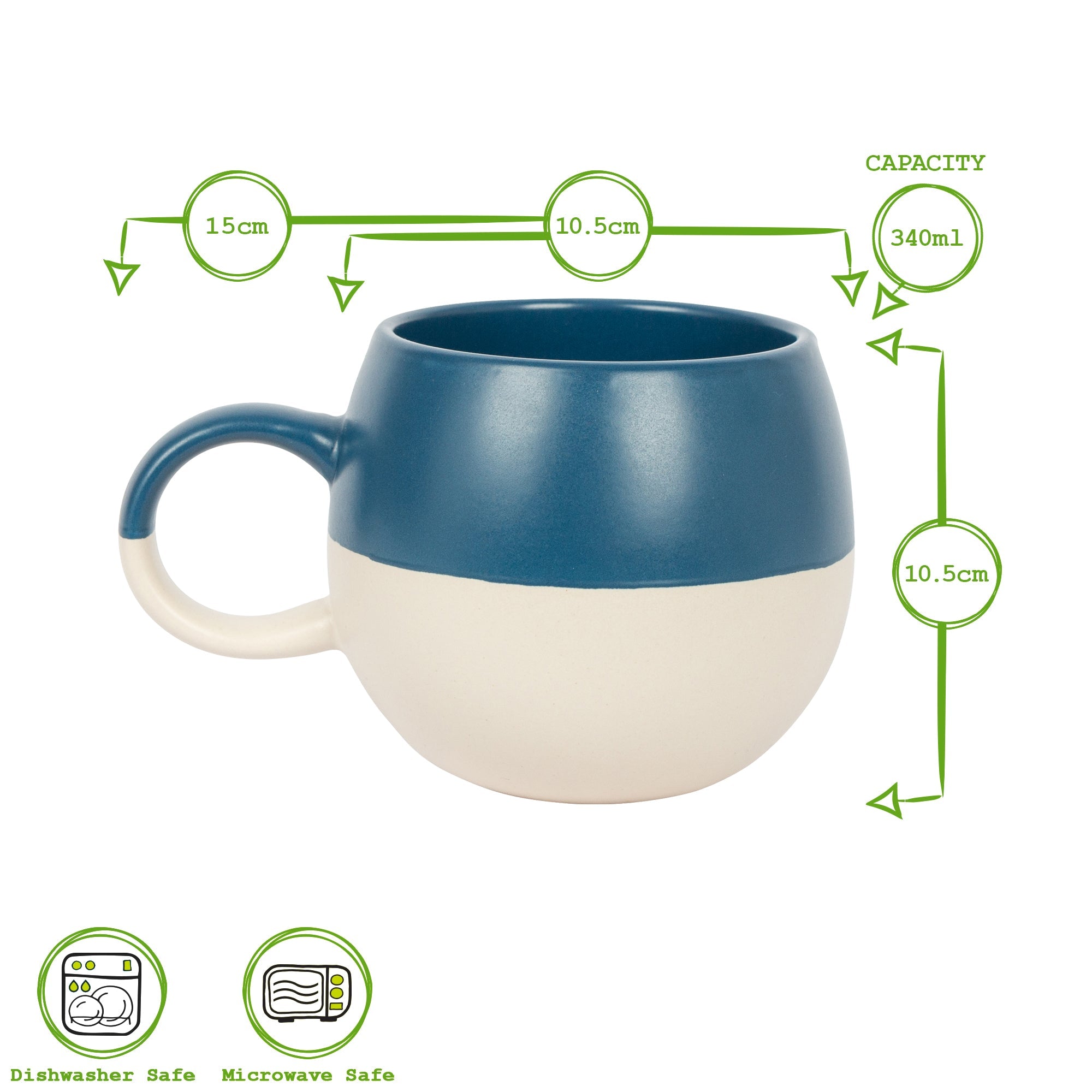 340ml Mustard Colour Block Stoneware Sphere Mug