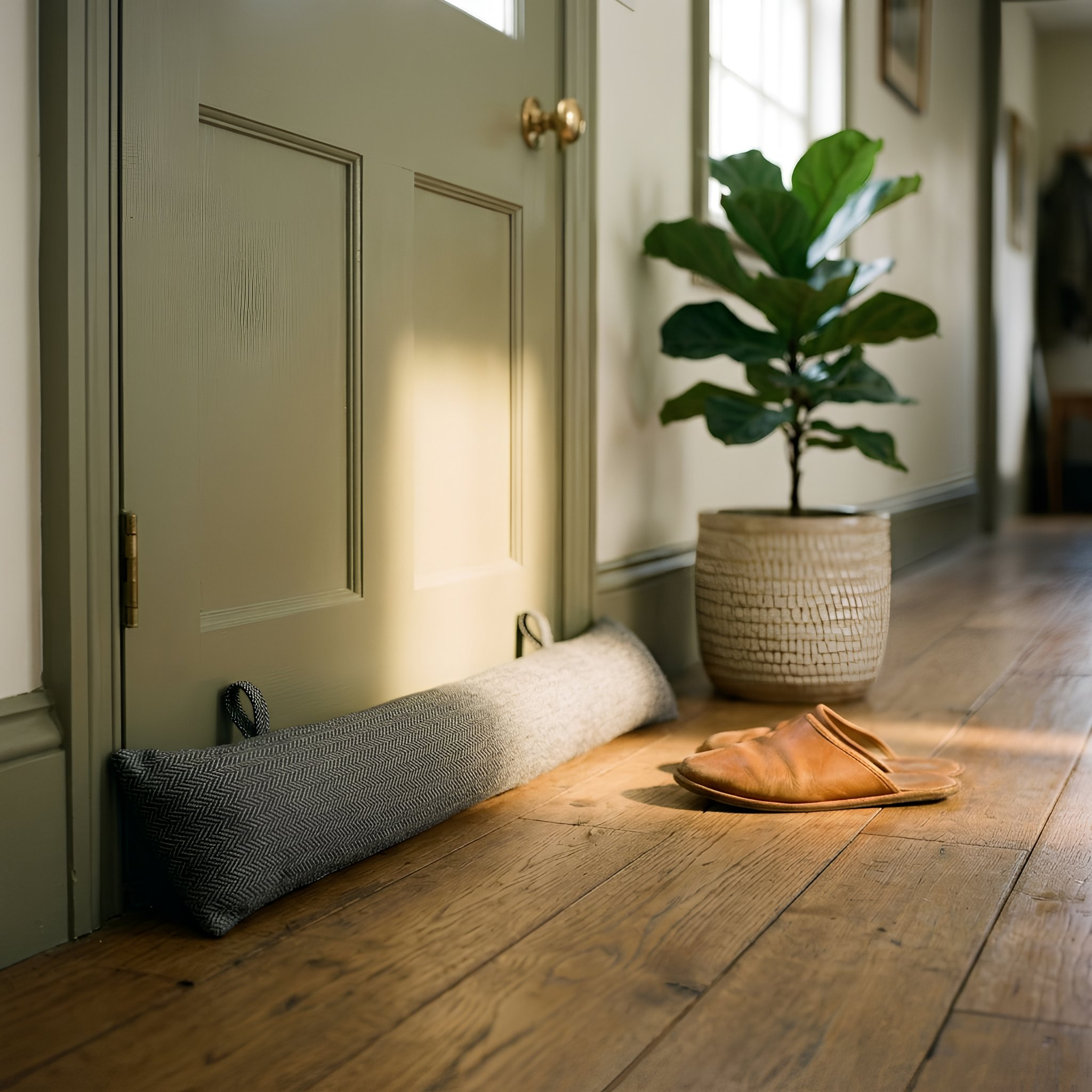Herringbone Door Stop &amp; Draught Excluder Set - Triangle
