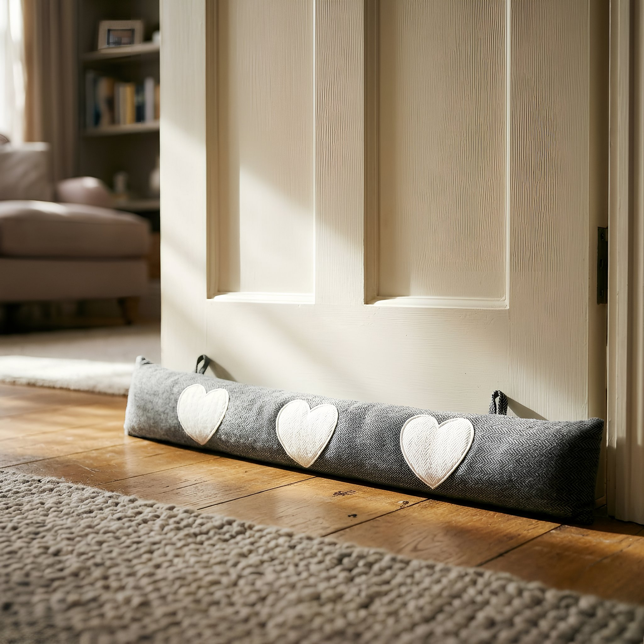 Heart Herringbone Draught Excluder - 79cm