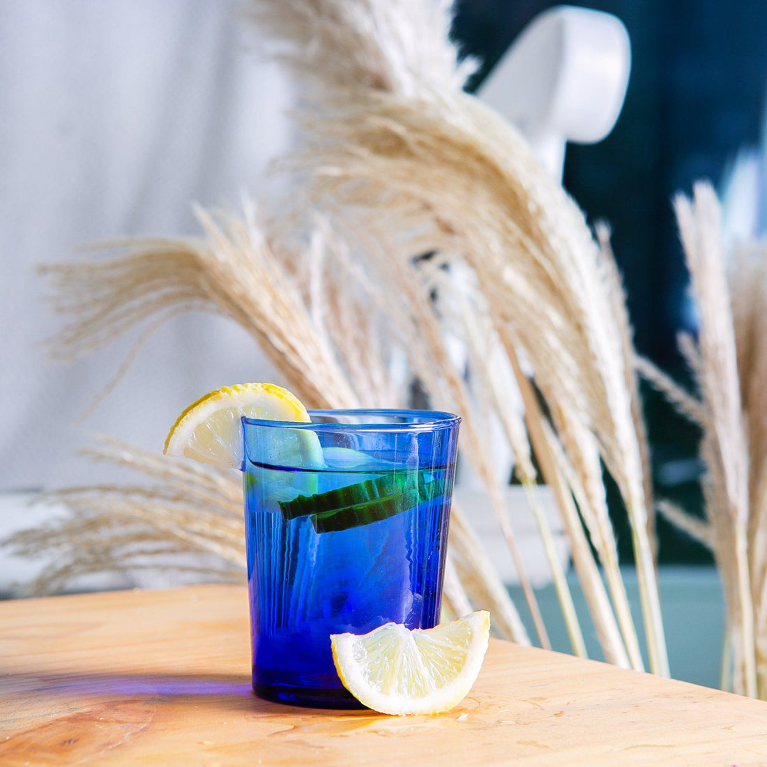 215ml Meknes Blue Recycled Tumbler Glasses - Pack of Six