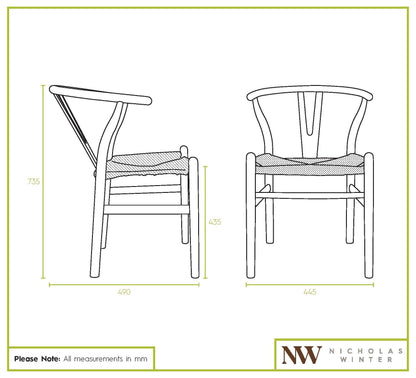 Black Wooden Wishbone Dining Chair with Beige Weave