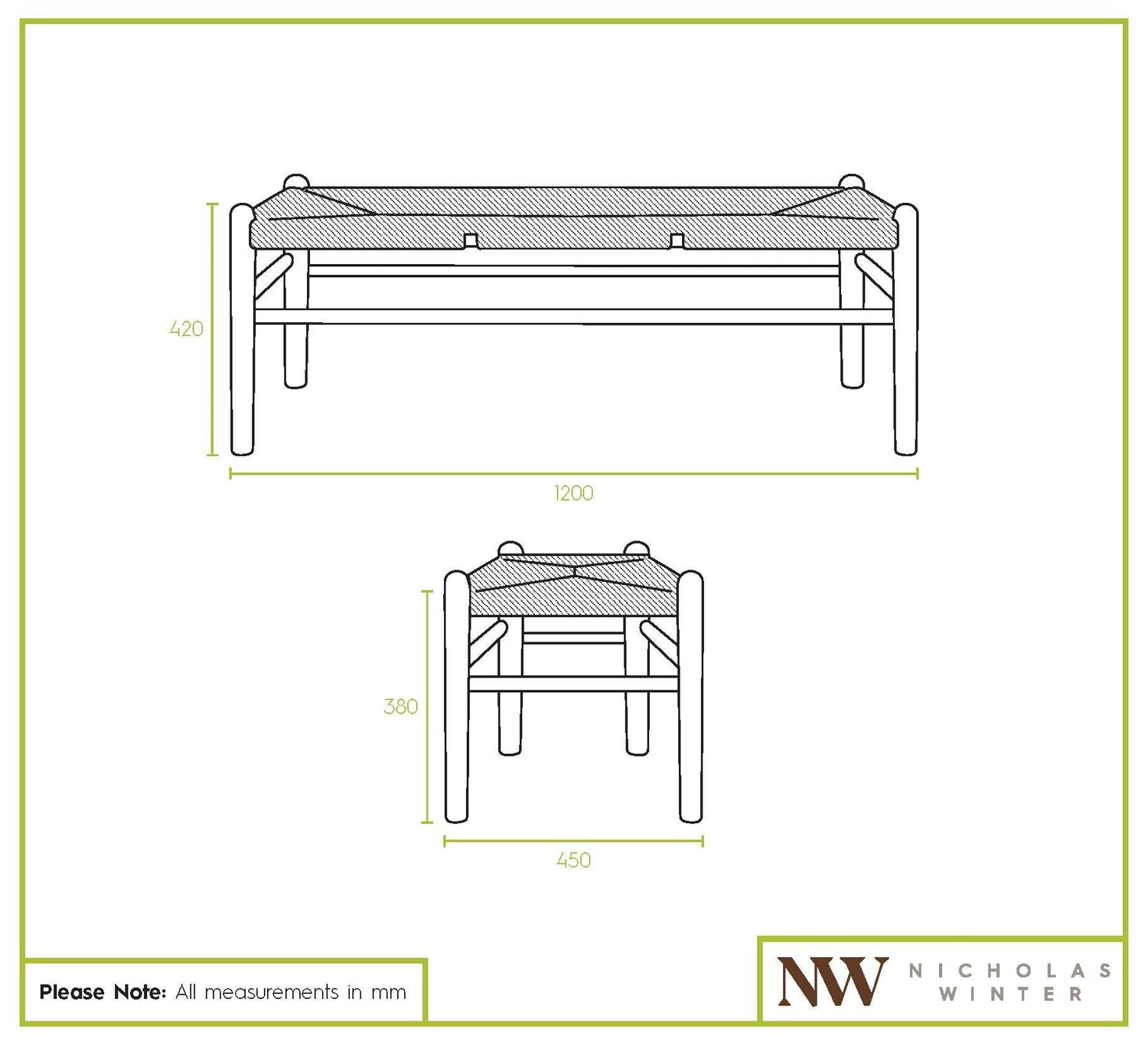 Black Wooden Wishbone Dining Bench