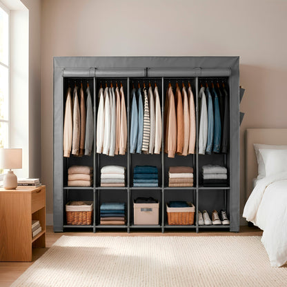Portable Fabric Wardrobe - 211 x 45 x 167cm - Grey