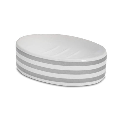 Grey Striped Ceramic Soap Dish