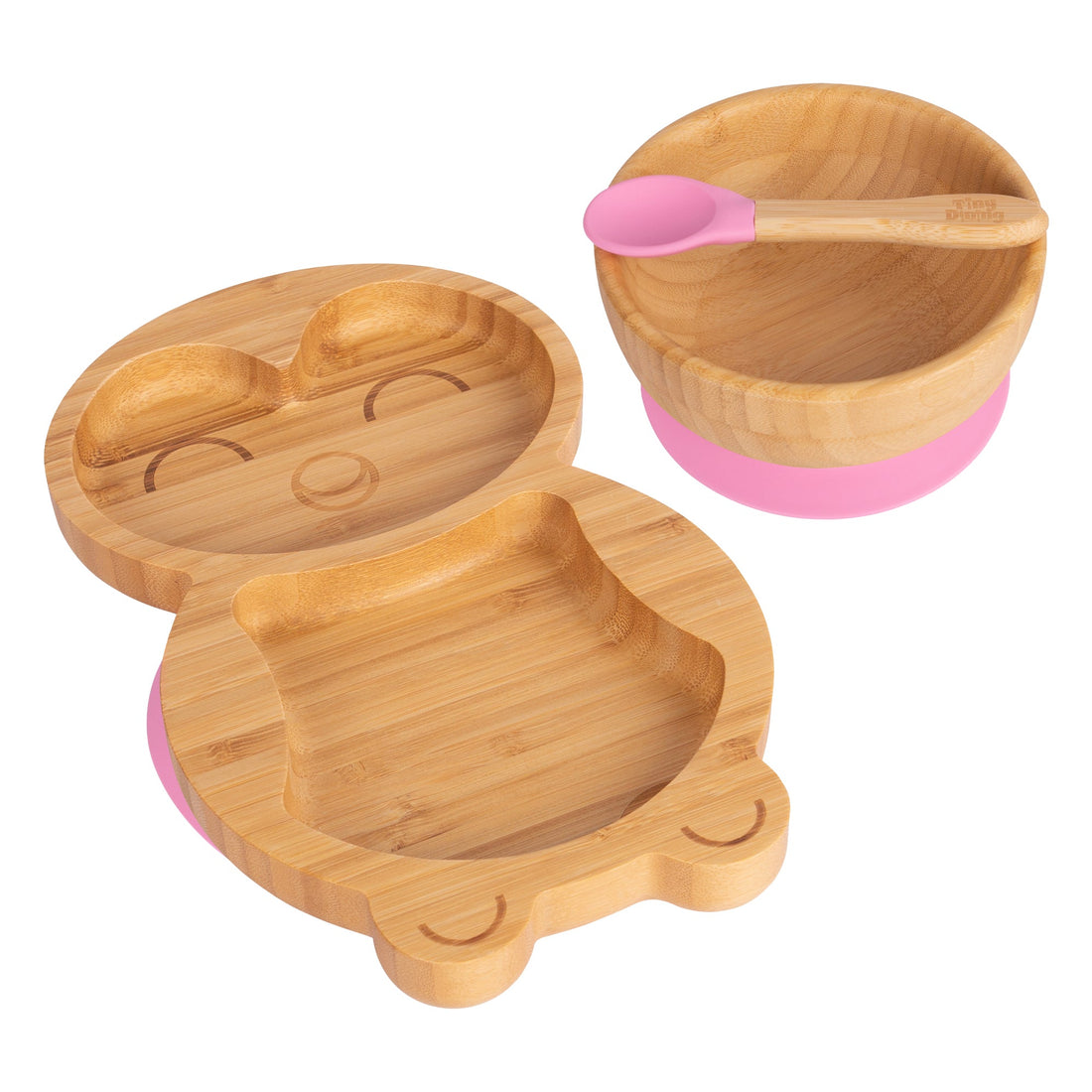 Pickles the Penguin Bamboo Suction Dinner Set - Pink