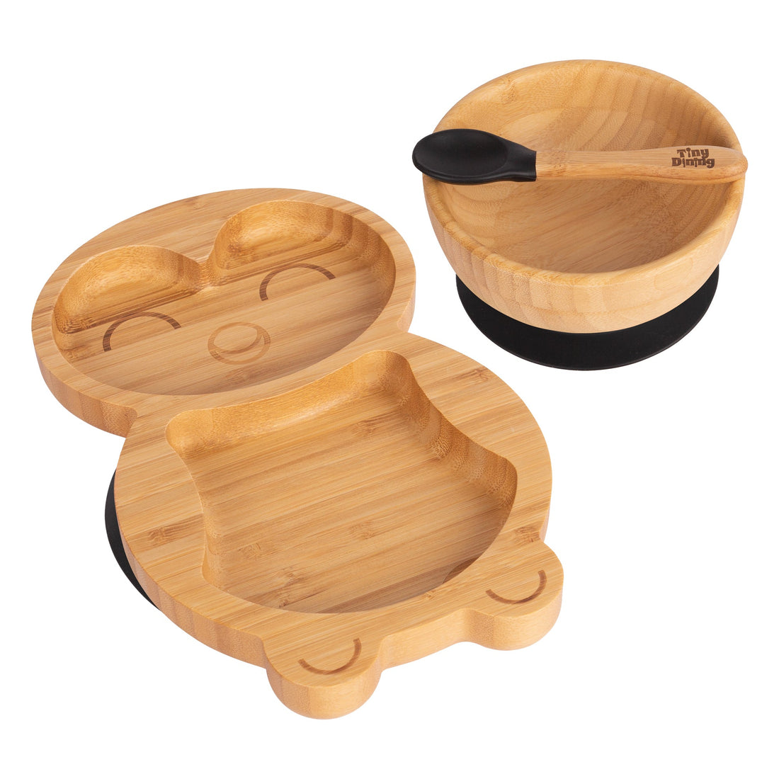 Pickles the Penguin Bamboo Suction Dinner Set - Black