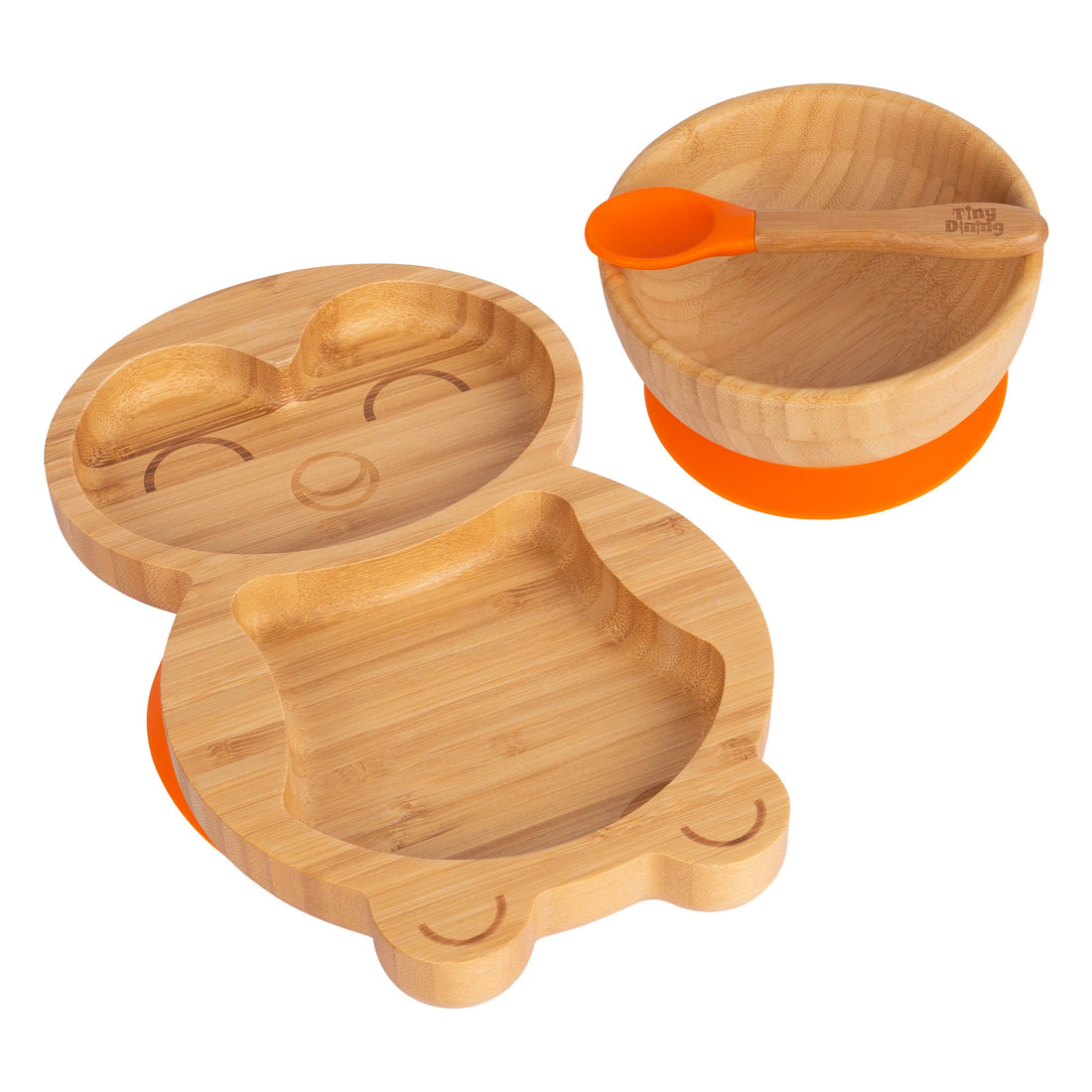 Pickles the Penguin Bamboo Suction Dinner Set - Orange