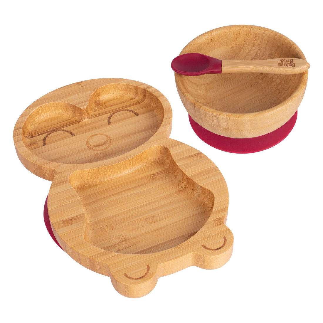 Pickles the Penguin Bamboo Suction Dinner Set - Red