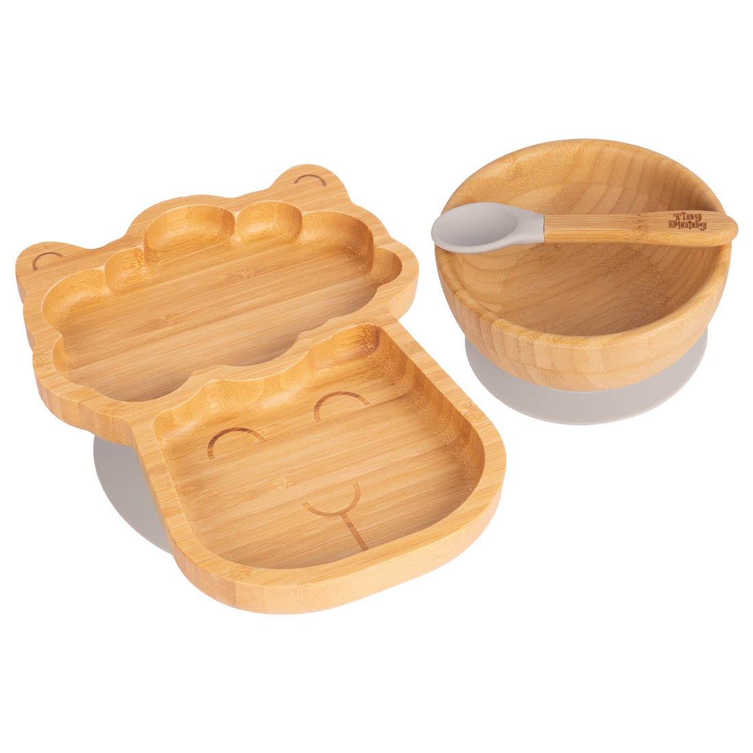 Lenny the Llama Bamboo Suction Dinner Set - Grey