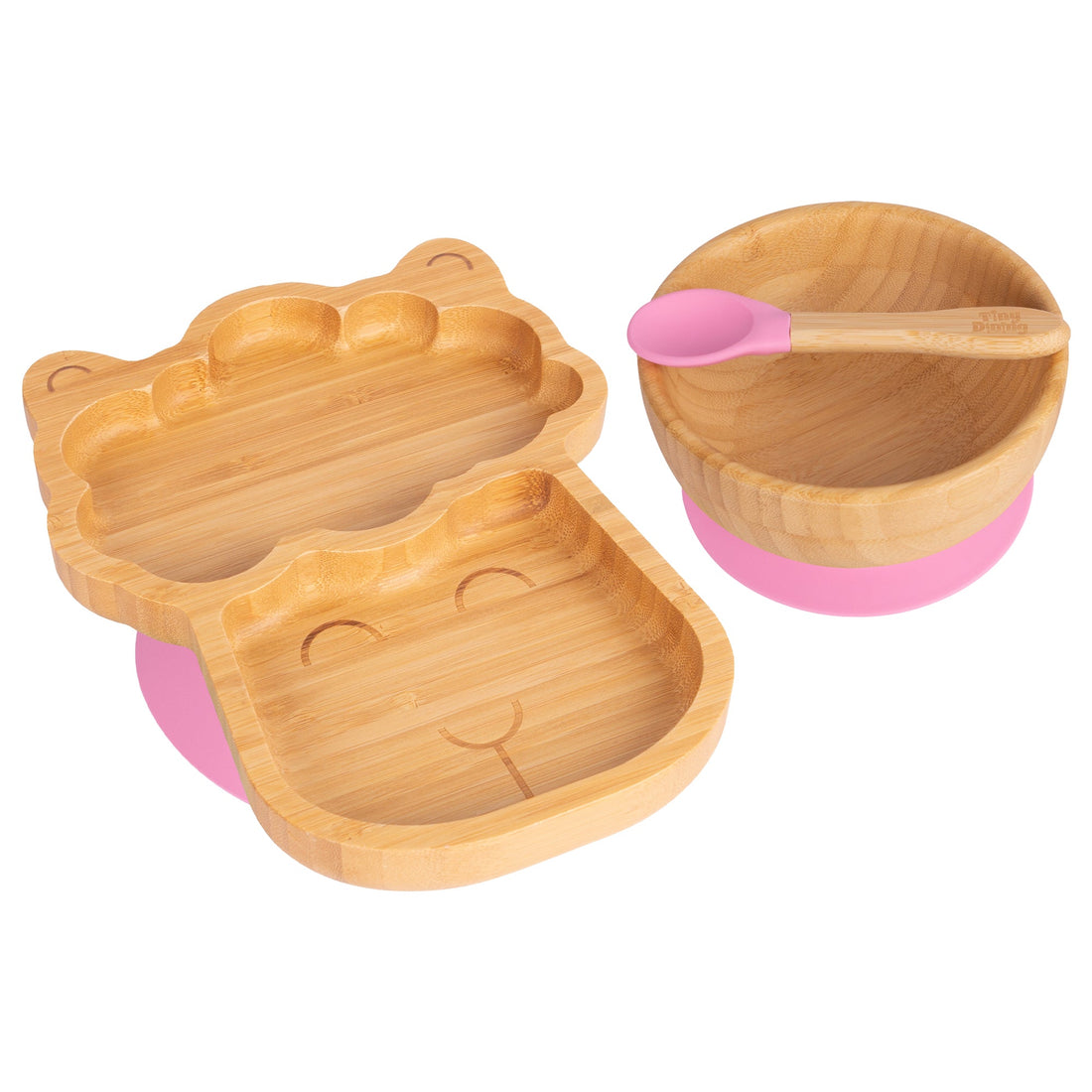 Lenny the Llama Bamboo Suction Dinner Set - Pink