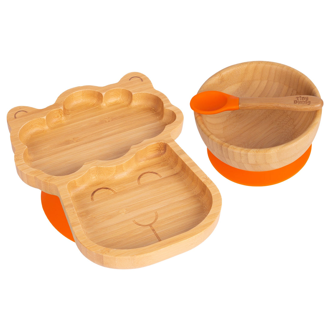 Lenny the Llama Bamboo Suction Dinner Set - Orange