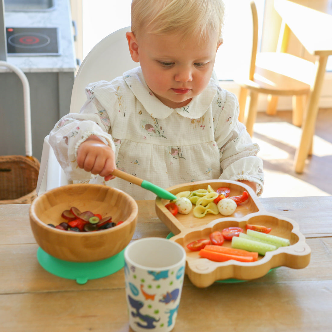Bamboo Baby Weaning Fork with Pastel Pink Silicone Tip