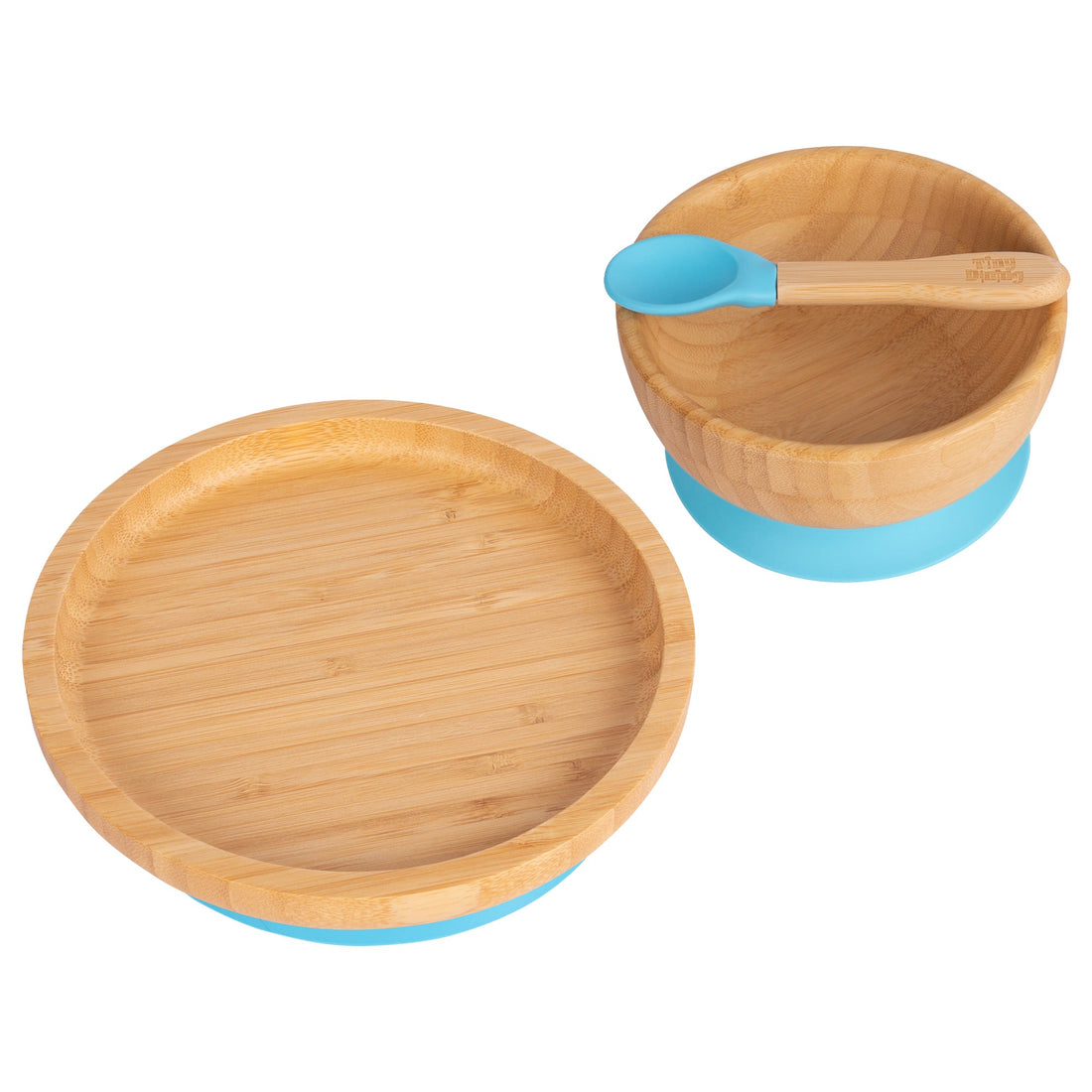 Round Undivided Bamboo Suction Dinner Set - Blue