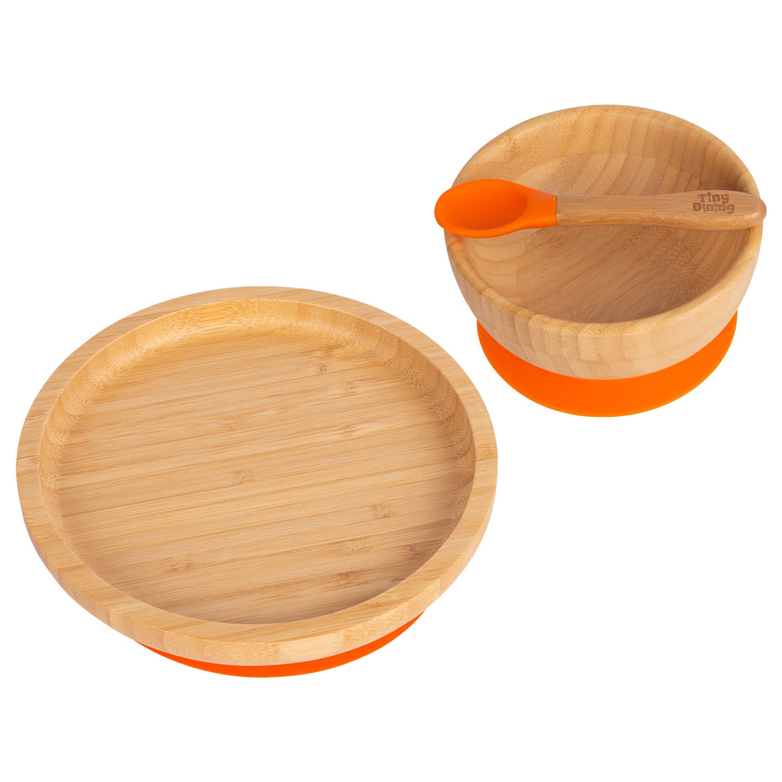 Round Undivided Bamboo Suction Dinner Set - Orange
