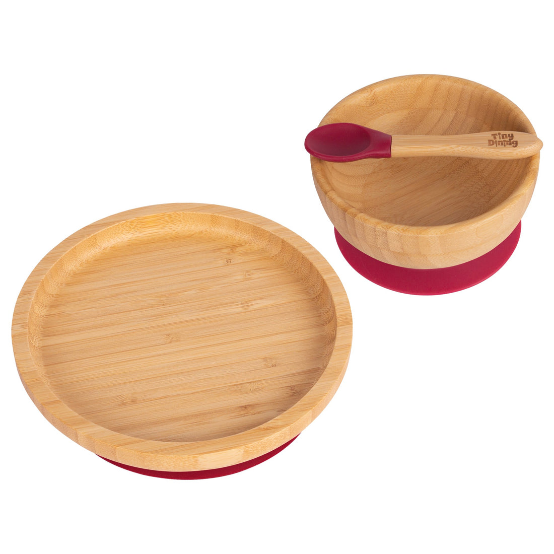 Round Undivided Bamboo Suction Dinner Set - Red