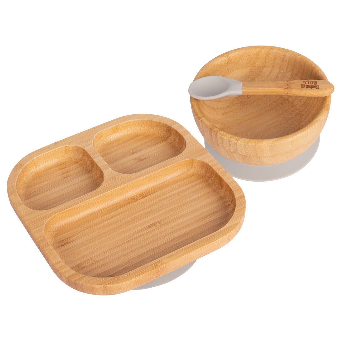 Square Divided Bamboo Suction Dinner Set - Grey
