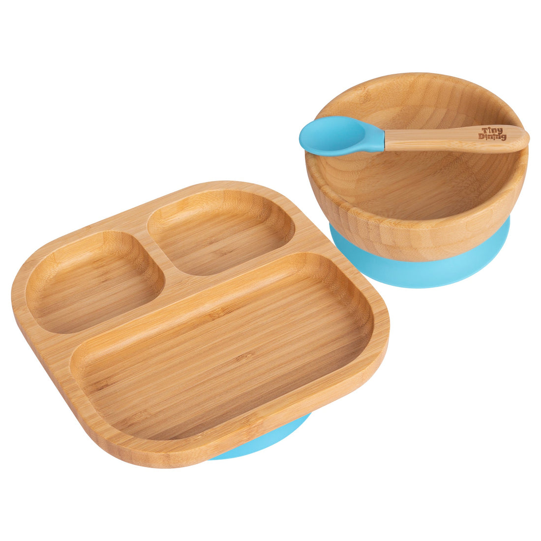 Square Divided Bamboo Suction Dinner Set - Blue