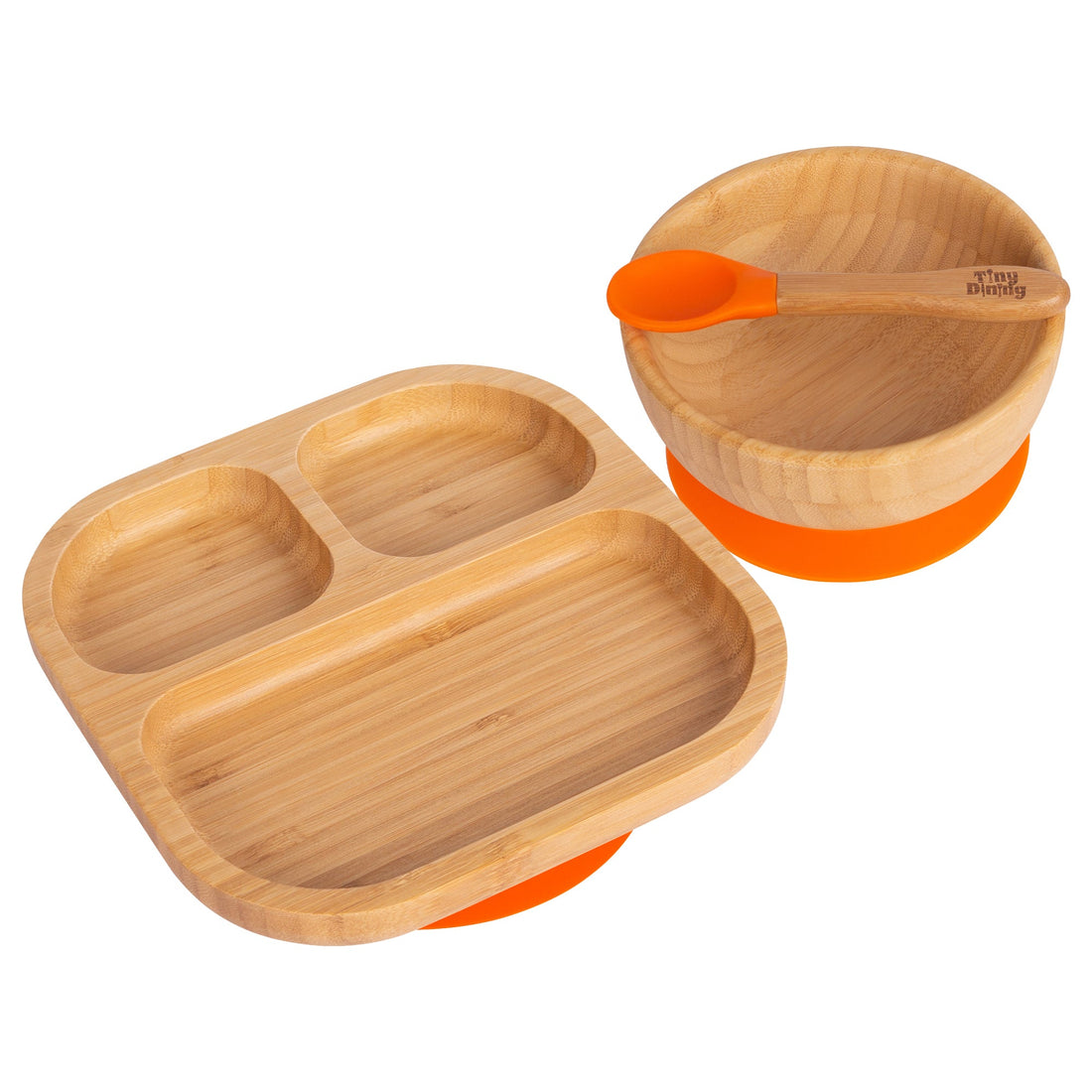 Square Divided Bamboo Suction Dinner Set - Orange