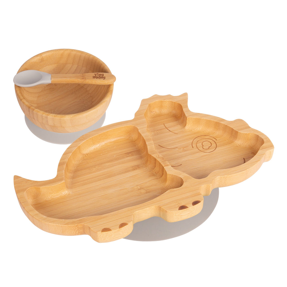 Dani the Dinosaur Bamboo Suction Dinner Set - Grey
