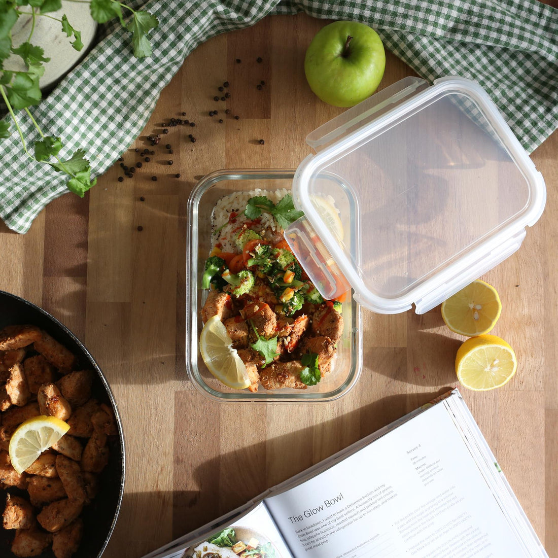 1L Glass Food Storage Container with Lid