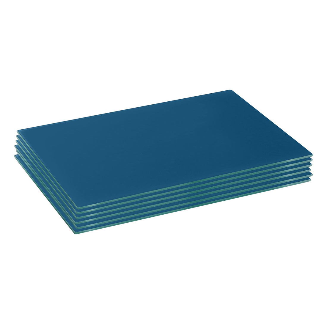 Blue 40cm x 30cm Rectangular Glass Placemats - Pack of 6