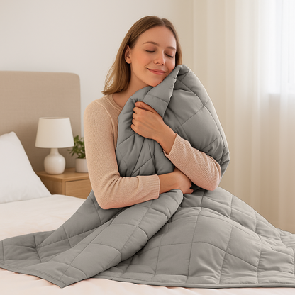 Weighted Blanket with Storage Bag - 125 x 180cm - 6kg - Grey