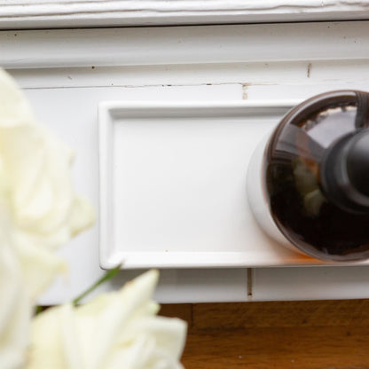 2pc 500ml Green Glass Soap Dispenser with Black Labels &amp; Ceramic Tray