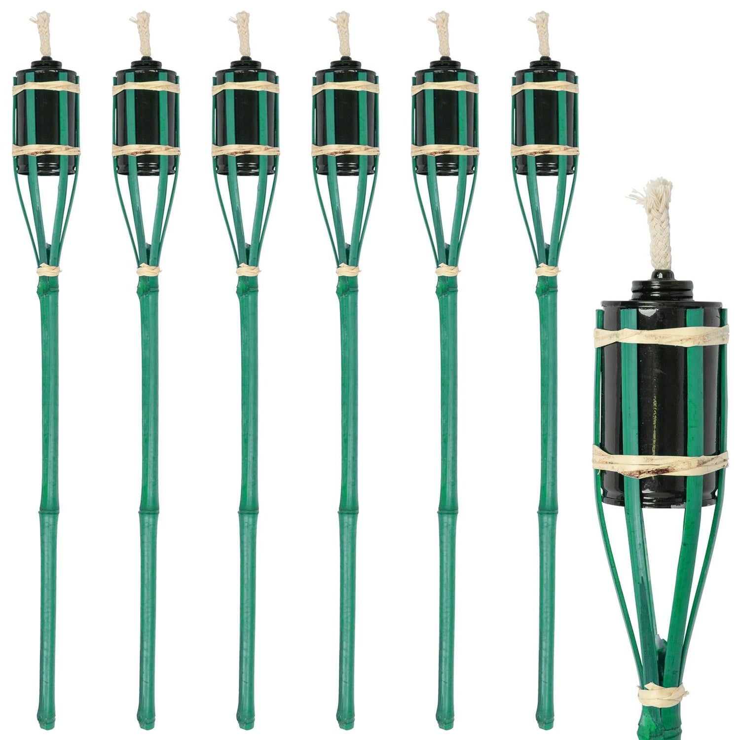 Green Bamboo 60cm Garden Fire Torches - Pack of Six