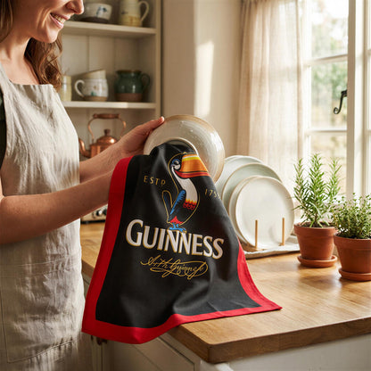 Guinness Toucan Tea Towel - 43.5 x 68cm - Black/Red
