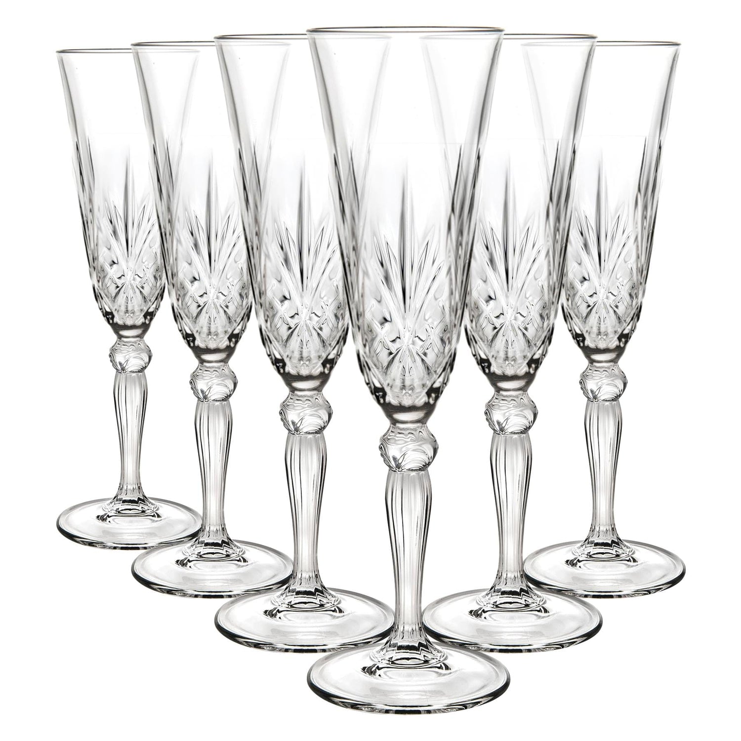 160ml Melodia Glass Champagne Flutes - Pack of 12 - By RCR Crystal