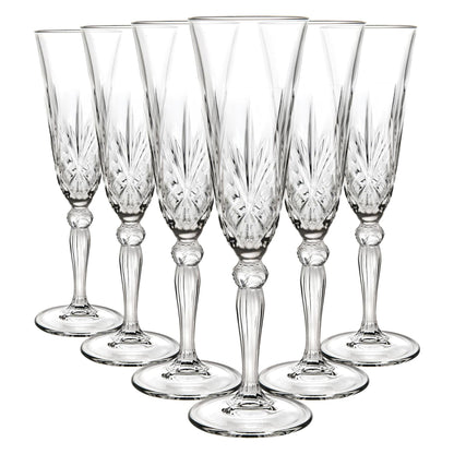 160ml Melodia Glass Champagne Flutes - Pack of 12 - By RCR Crystal