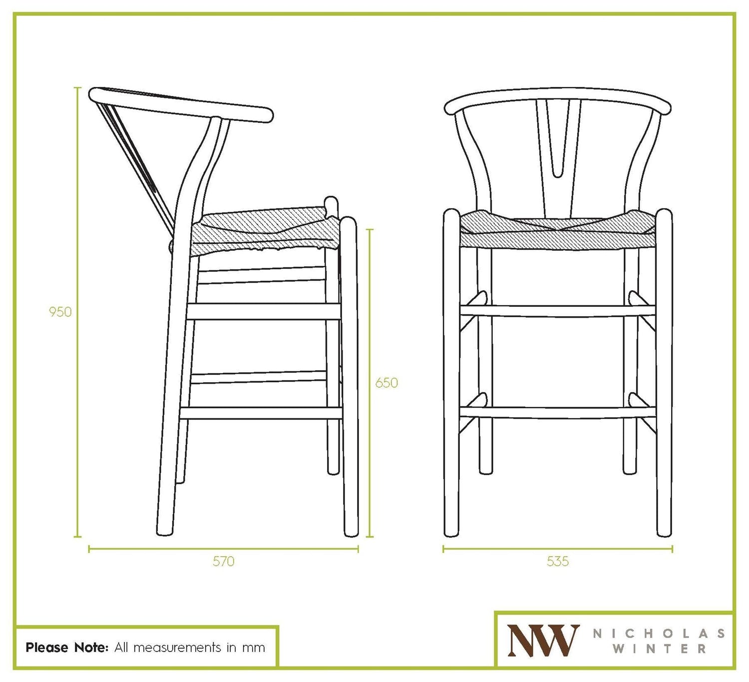 Beige Wooden Wishbone Bar Stool