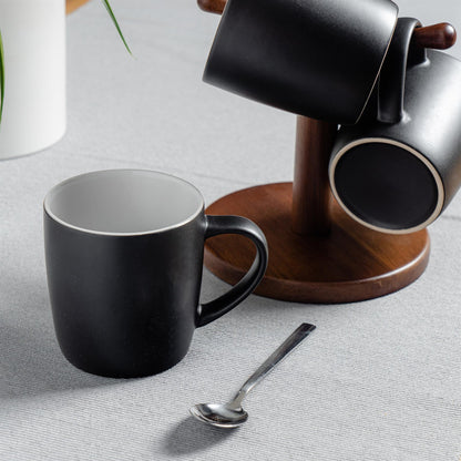 350ml Matt Black Coloured Coffee Mugs - Pack of Six