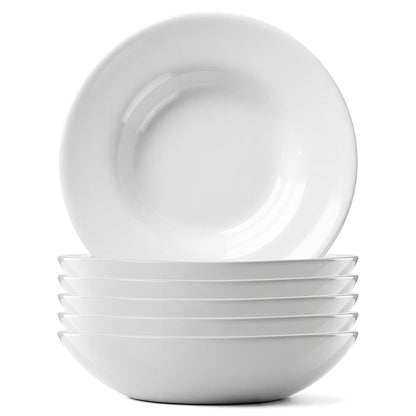 Round Opalware Pasta Bowls - 20cm - White - Pack of 6