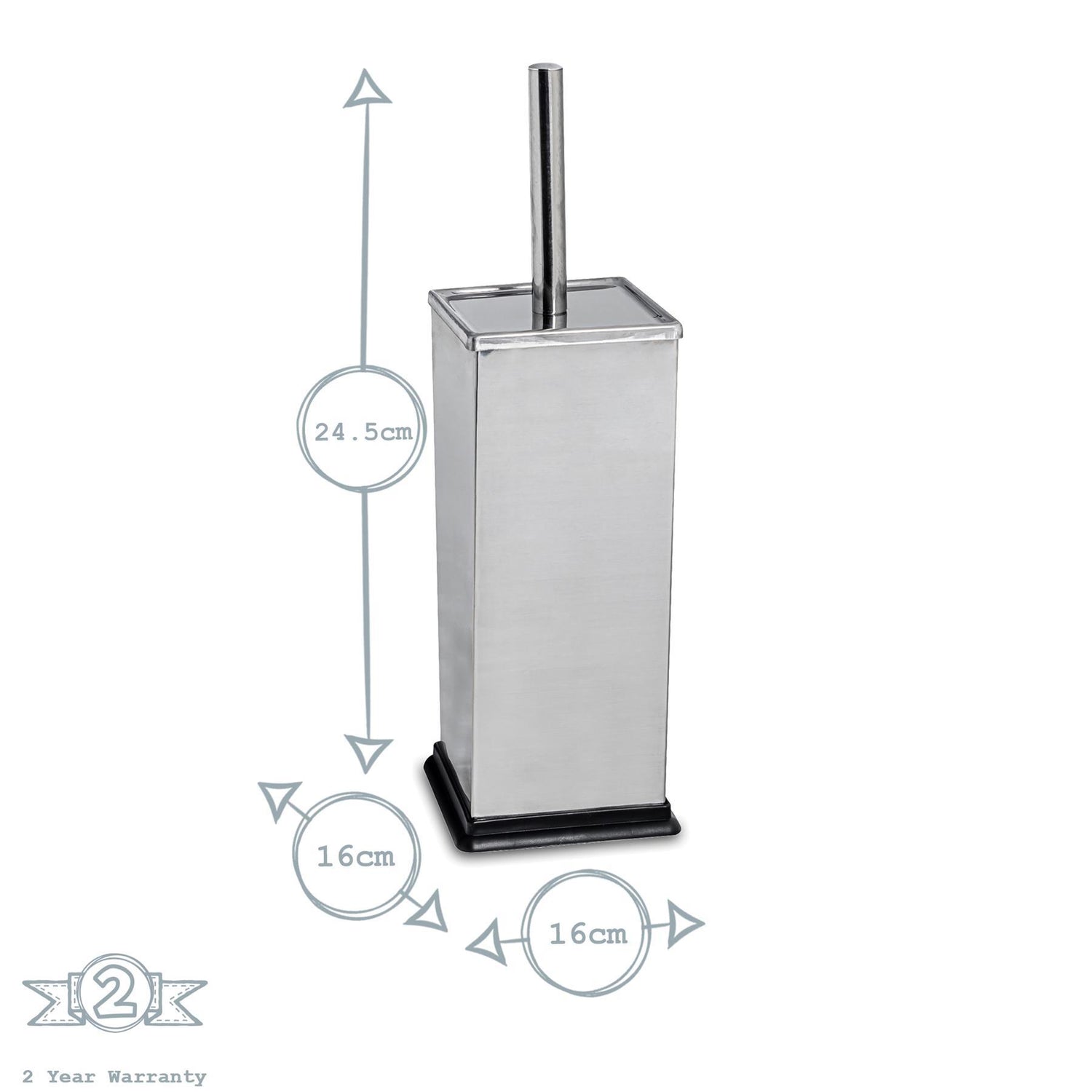 Chrome Square Toilet Brush &amp; Bin Set