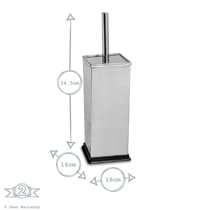 Chrome Square Toilet Brush &amp; Bin Set