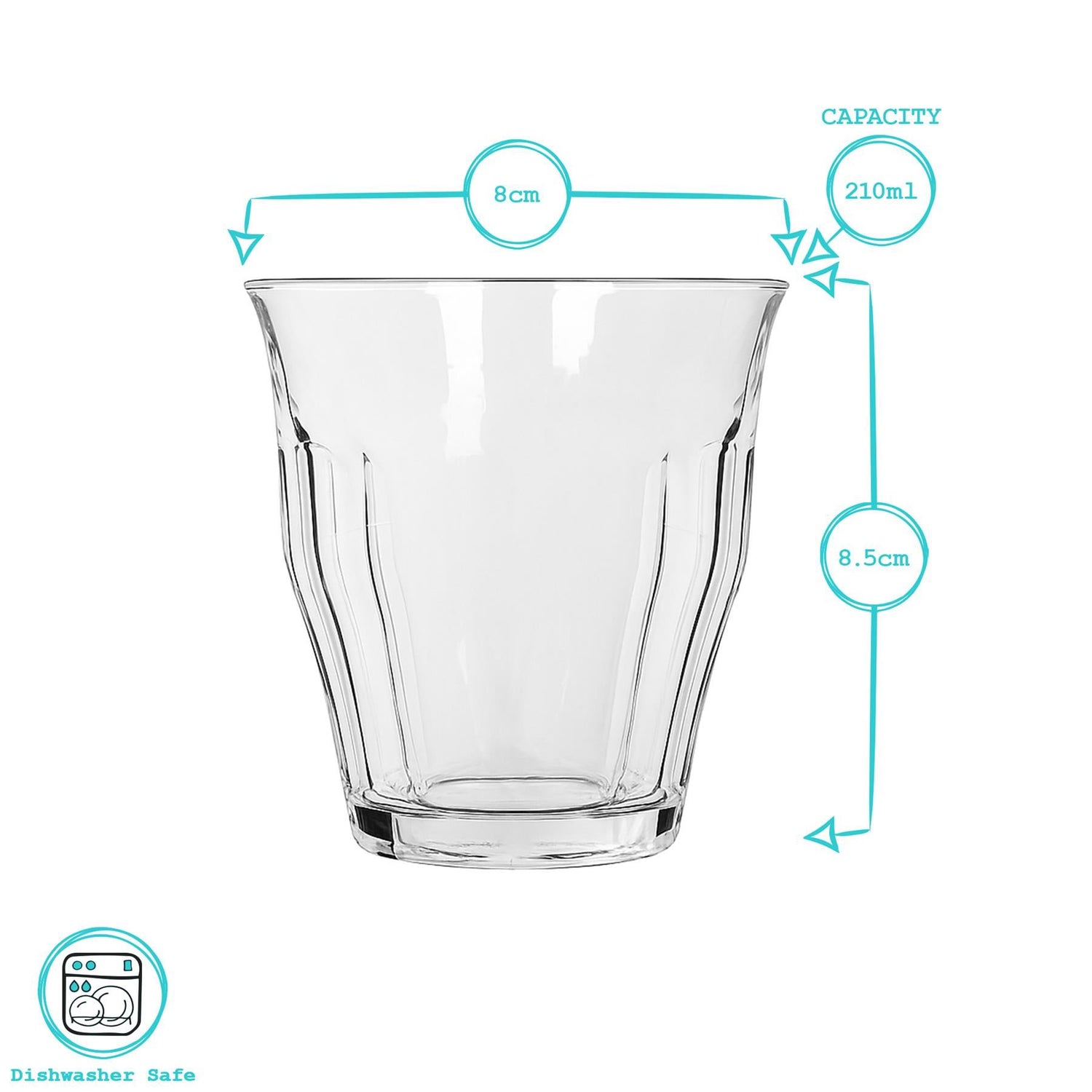 210ml Fluted Water Glasses - Pack of 6