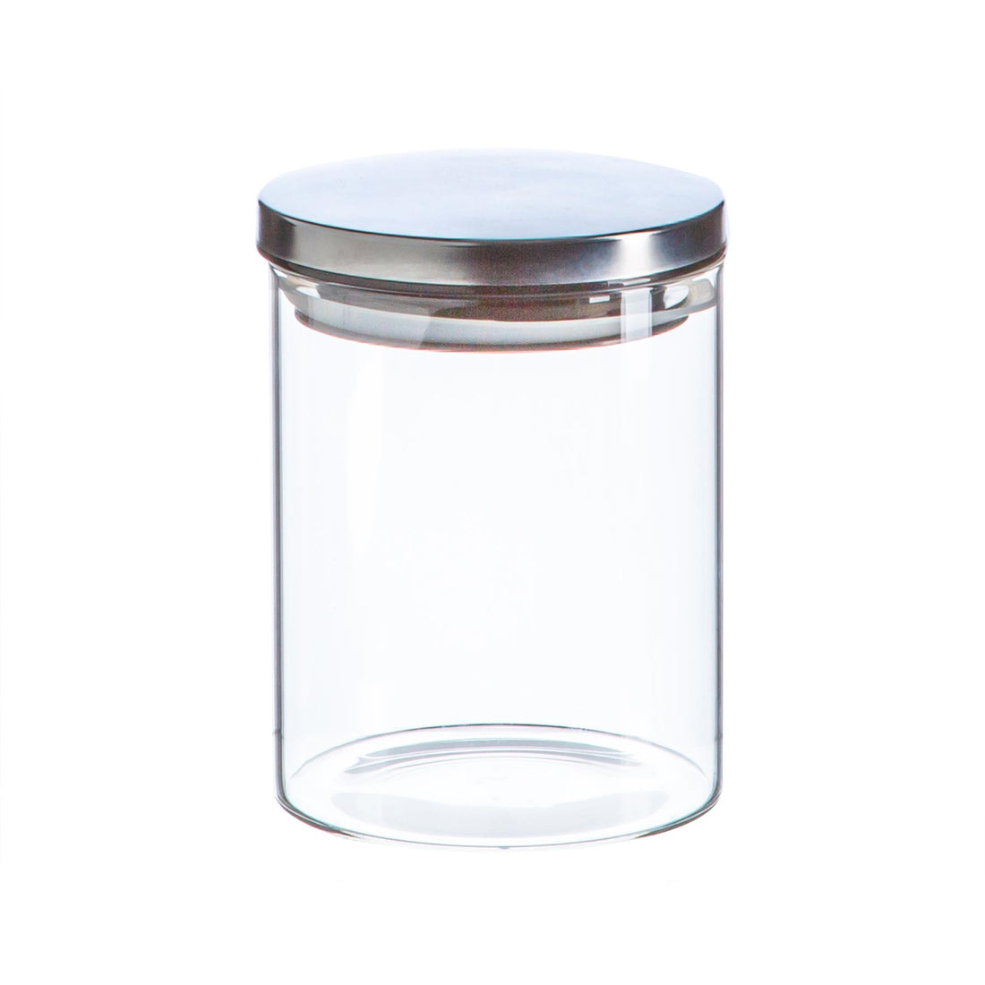 750ml Scandi Glass Storage Jar with Silver Metal Lid