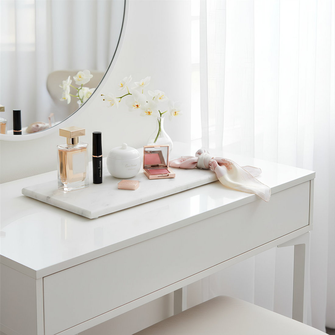 Marble Serving Board - 32.5 x 17.5cm - White