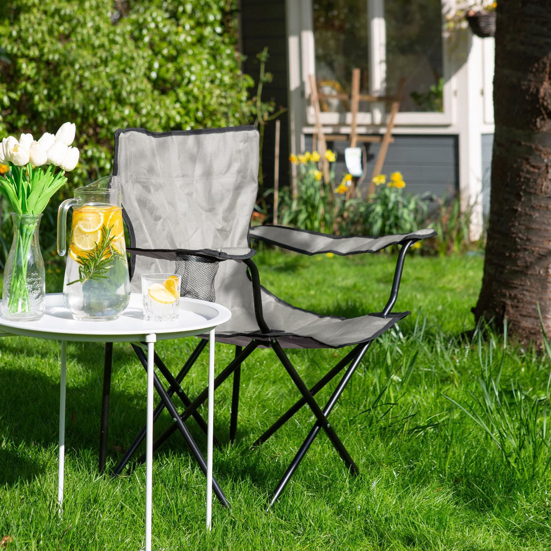 Folding Beige Canvas Camping Chair