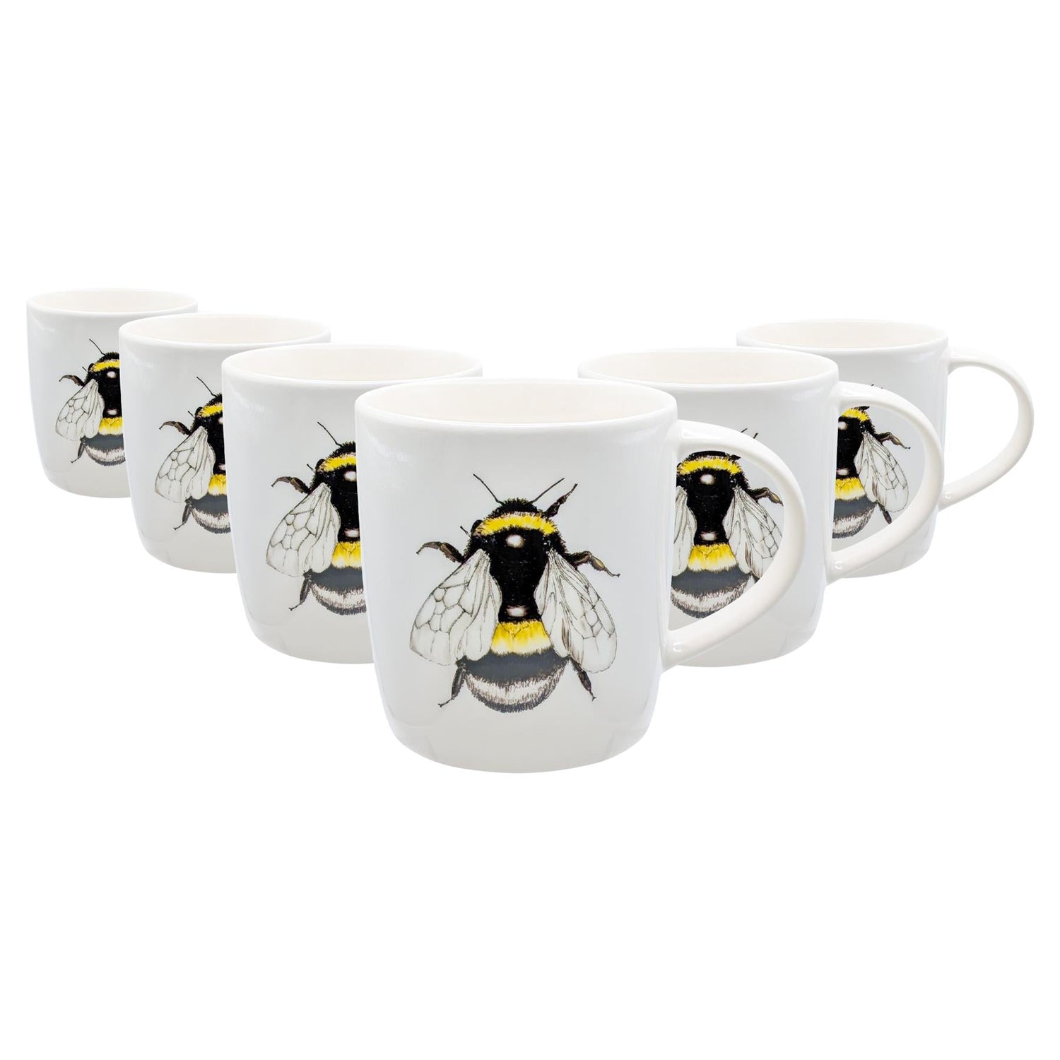 350ml Single Bee Simply Home Stoneware Mugs - Pack of Six