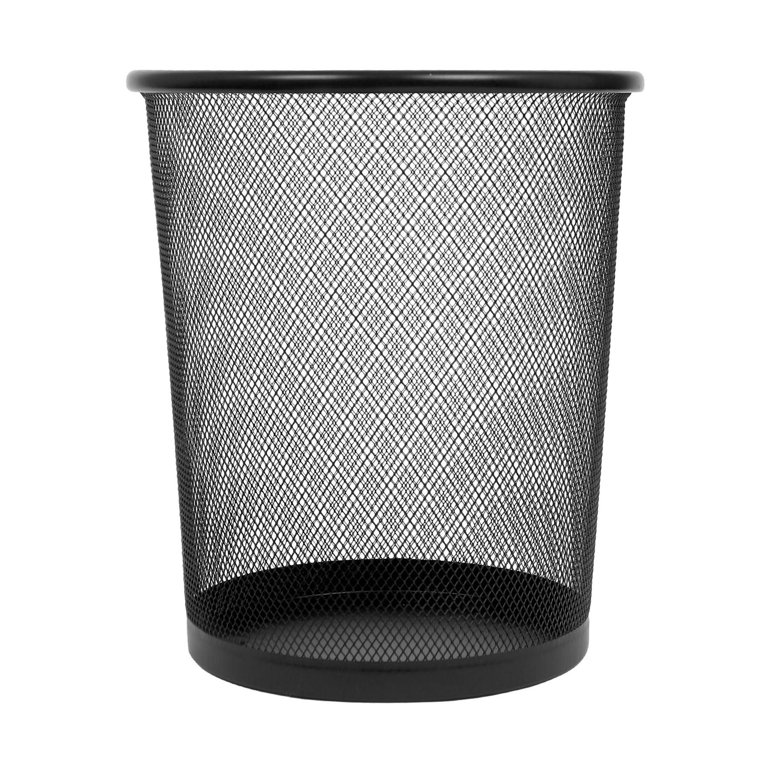 Round Metal Waste Paper Bin - Black