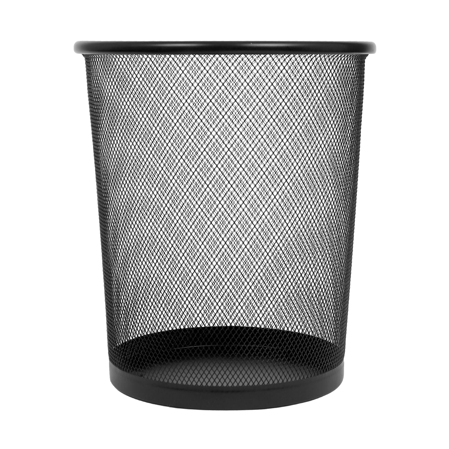 Round Metal Waste Paper Bin - Black