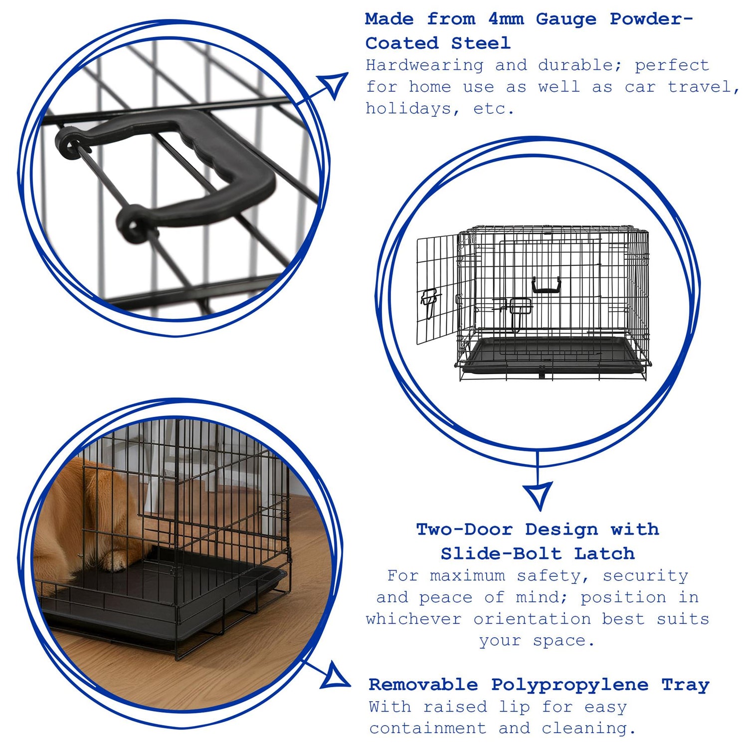 2 Door Metal Dog Crate with Removable Tray - Small