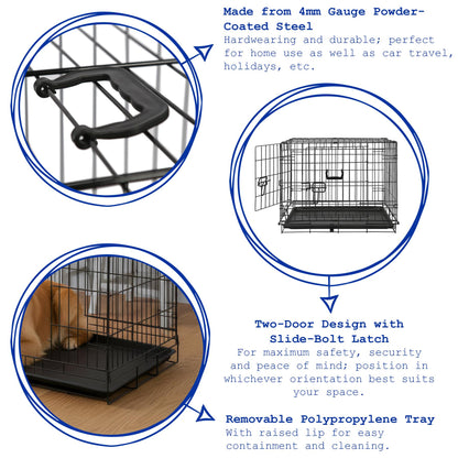2 Door Metal Dog Crate with Removable Tray - Small
