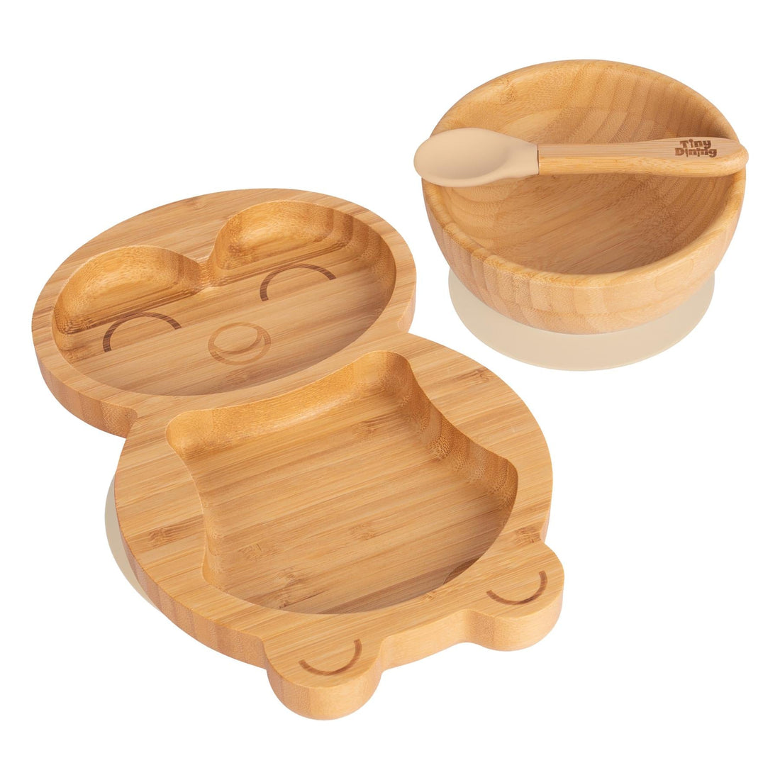 Pickles the Penguin Bamboo Suction Dinner Set - Beige