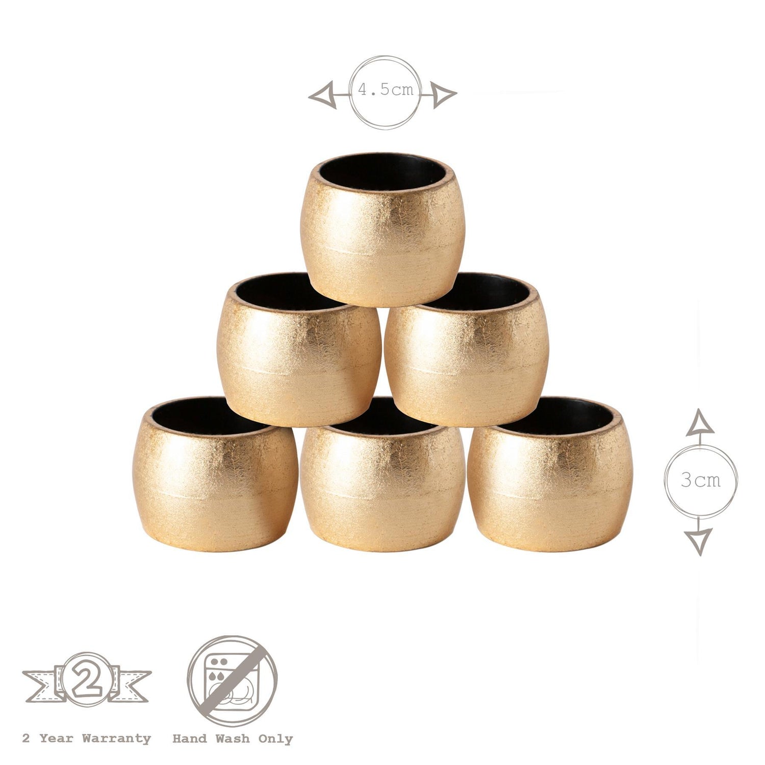 Metallic Rose Gold Melamine Napkin Rings - Pack of Six