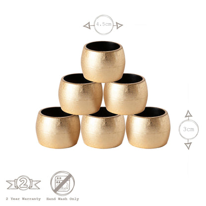 Metallic Rose Gold Melamine Napkin Rings - Pack of Six